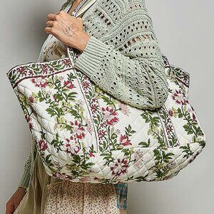 1-0315 *Boutique* POL Cotton boho structured shopper tote bag